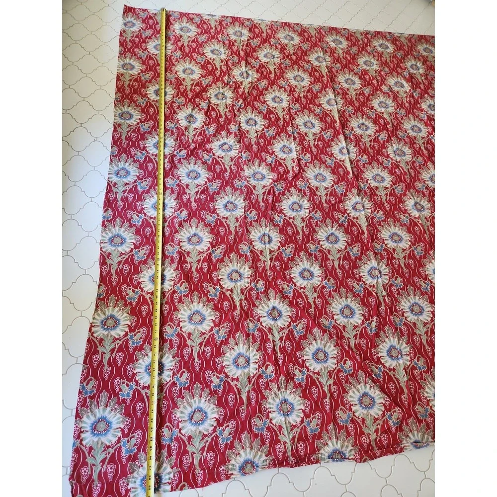 6 Sq Yds/Pottery Barn Red Blue French Art Nouveau Floral Passion Flower Fabric